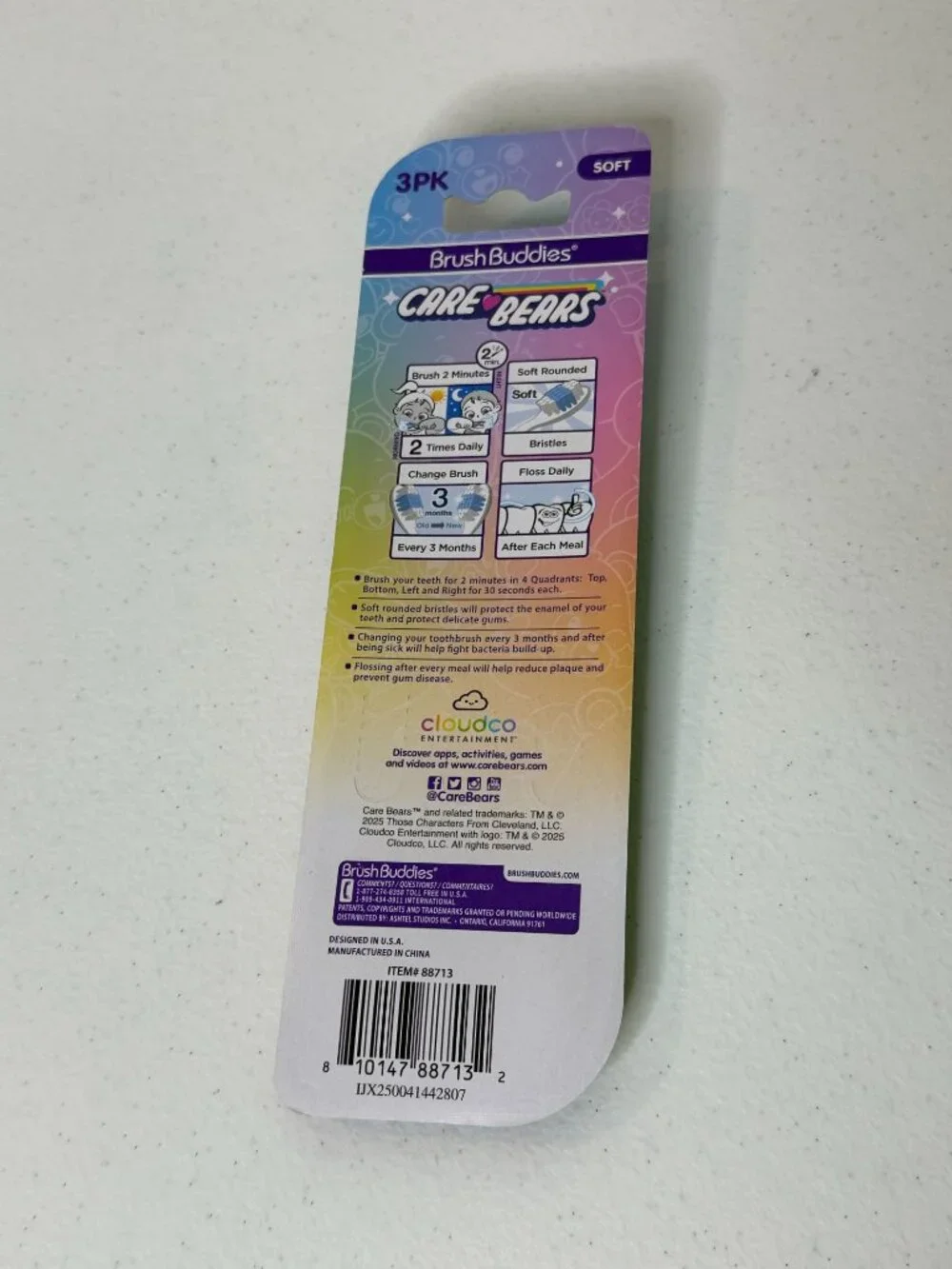 Care Bears 3 Pack Toothbrushes Soft Bristle New